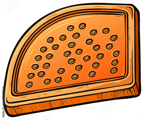 Illustrated traditional Dutch stroopwafel or caramel waffle slice dessert