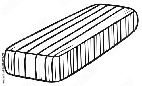 Stylized Sponge Illustration, Black Outline, Cleaning Supply and Bath Object