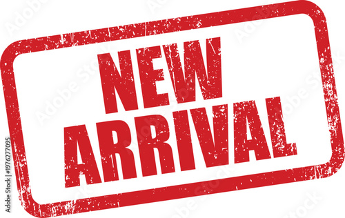 Distressed Red New Arrival Rubber Stamp Grunge Text