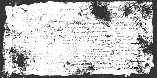 Aged handwritten document with distressed ink and torn edges antique background black