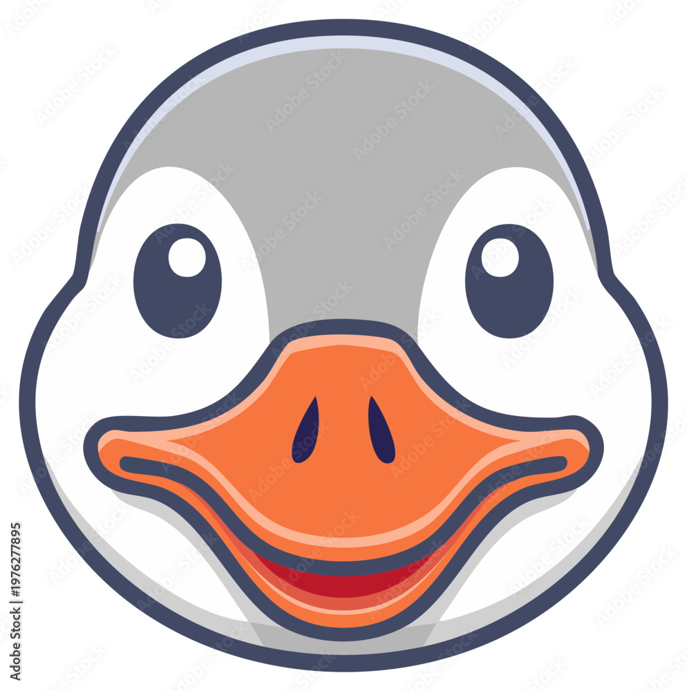 Obraz premium Friendly goose head cartoon character icon with a happy smiling expression vector illustration