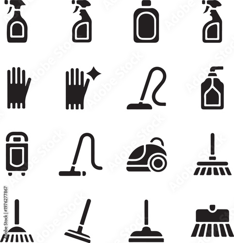 set of cleaning icons