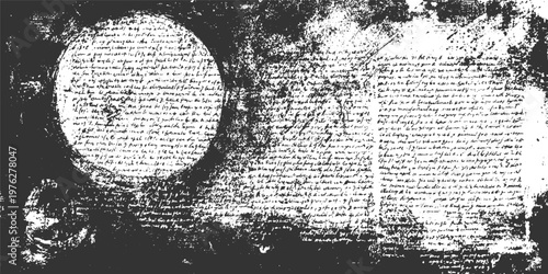 Textured grunge overlay of handwritten script on dark background handwriting vintage