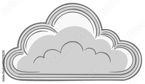 Stylized Cloud with Arching Rainbow Outline and Gradient Shading