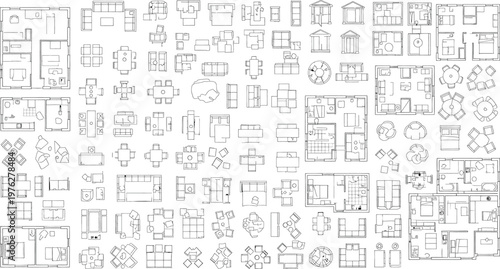 Intricate hand drawn architectural sketches seamless pattern isolated on transparent background