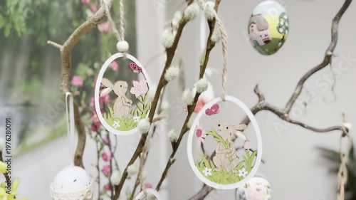 beautifully decorated Easter bush in spring