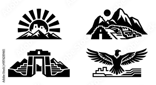 Tribal ceremony object set with masks goblets drums and jewelry