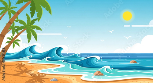 Blue Ocean Waves Cresting With White Foam And Motion.