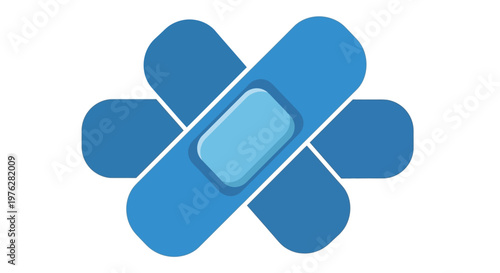 A blue band aid logo on a white background for medical or health related concepts