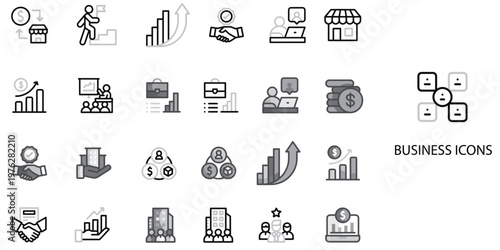 Business simple concept 24 grew color icons set .Vector illustration.