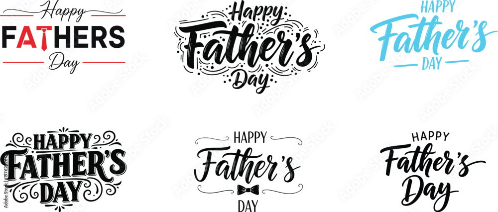 Obraz premium Collection of hand lettered 'happy father's day' typography designs for celebrations
