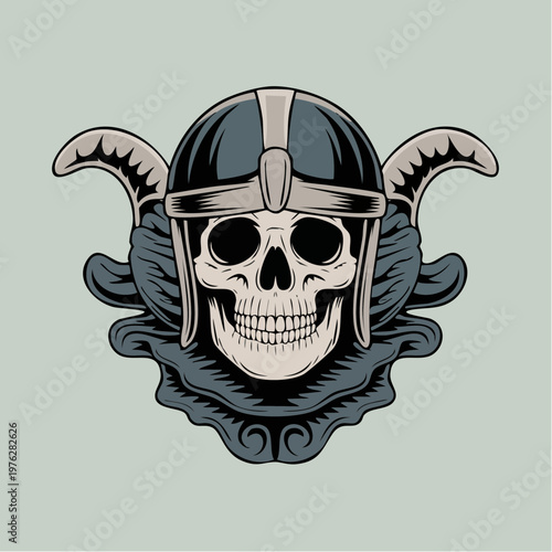 Purple Skull with Horned Helmet Graphic.