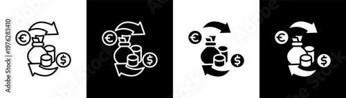 Currency Exchange Icon Of Line Black And White Style Vector Illustrationn
