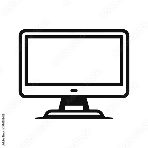 Computer monitor icon with blank screen on white background for tech and design concepts