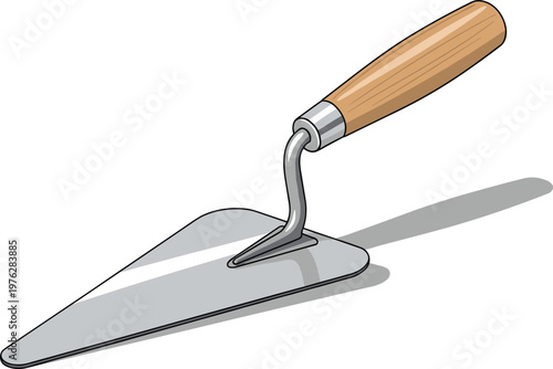 Trowel isolated on transparent background, detailed illustration with a shadow and gradient.