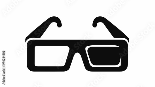 Black 3d glasses icon on a transparent background. Simple vector symbol for cinema viewing, virtual entertainment, immersive movie experience, multimedia, and retro theater design.