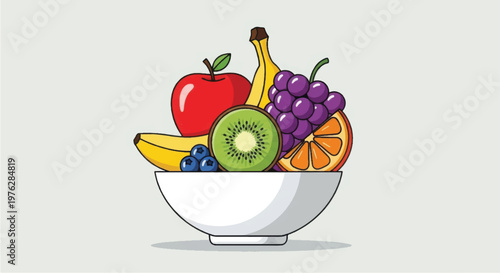 Fresh Fruit Arrangement in White Bowl.