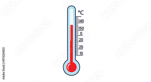 A thermometer with a rising temperature gauge indicating heat