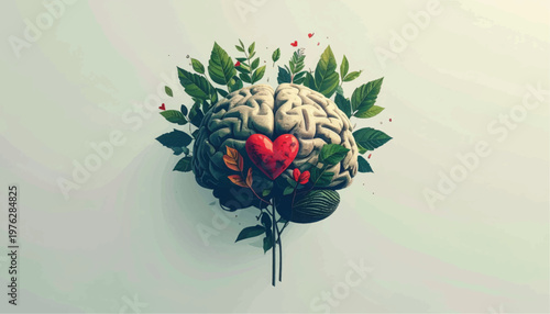 Brain Bouquet with Flowers and Leaves.