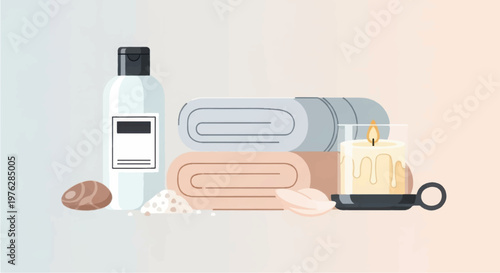 Toiletries and Towels for Personal Care Routine.