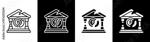 Bankruptcy Icon Of Line Black And White Style Vector Illustrationn