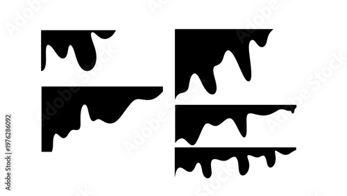 Black Liquid Drip Shapes Vector Abstract Set