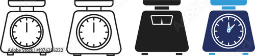 Kitchen scale vector icon. scale vector illustration. cartoon style. digital scale vector illustration.