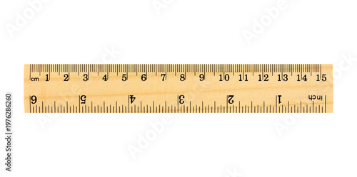 Wooden ruler isolated on a transparent background. Stock photo