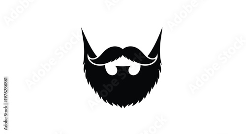 Dramatic black silhouette of a full beard and mustache style silhouette
