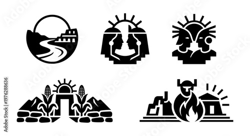 Andean ritual artifacts and shaman object vector set