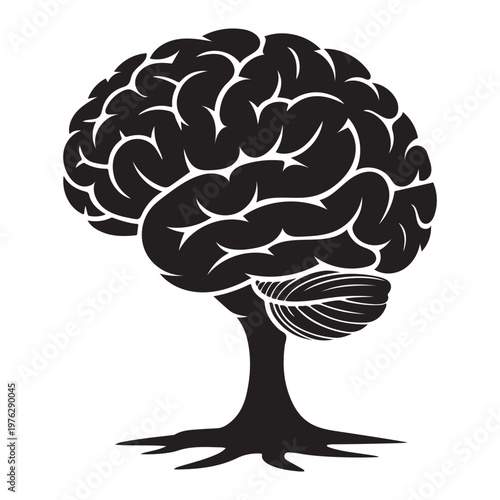 Brain tree icon vector illustration symbolizing mental health growth and knowledge concepts.