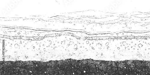 Abstract layered geological strata cross section with pebbles and granular texture background pattern