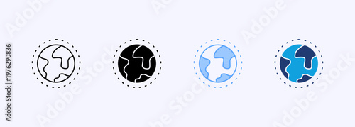 Atmosphere icons representing air layers, climate systems, and environmental science. Multiple style Icons set.