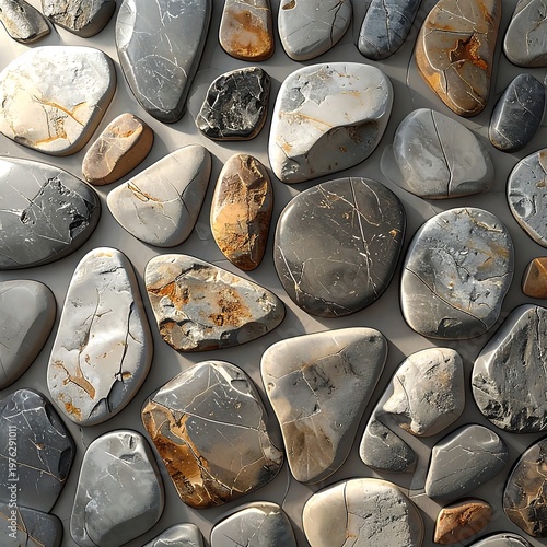 Natural stone texture with cracked pebbles and mixed colors forming detailed mosaic background with rugged organic surface design