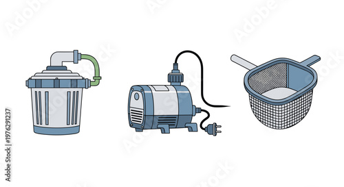 modern air purifier and humidifier set with water filter illustration