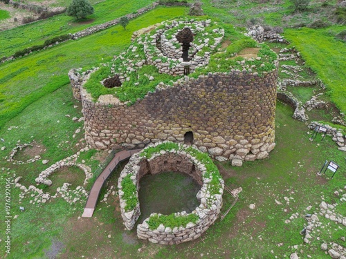 Aerial view of Nuraghe Losa in Abbasanta. Sardinia. Italy