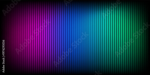 Glowing neon waves form vibrant circular gradient with fractal glass effect and blending purple cyan colors. Futuristic and dreamy background with wave effect adds fluid movement and dynamic depth