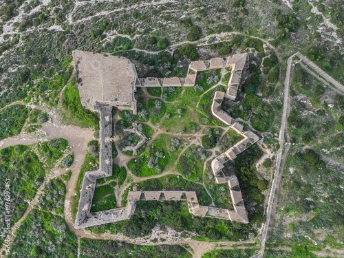 Aerial view of Sant'Ignazio Fort in Cagliari. Sardinia, Italy