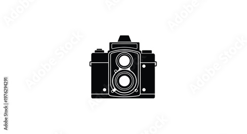 Vintage twin lens reflex camera design a striking black silhouette