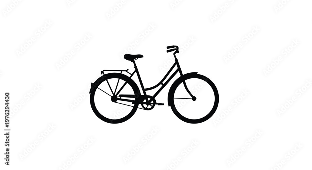 Obraz premium Classic bicycle with a rear rack depicted in a striking silhouette