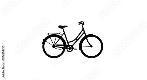 Classic bicycle with a rear rack depicted in a striking silhouette