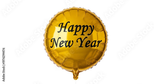 Golden Happy New Year Balloon Celebration Festive Holiday Season.
