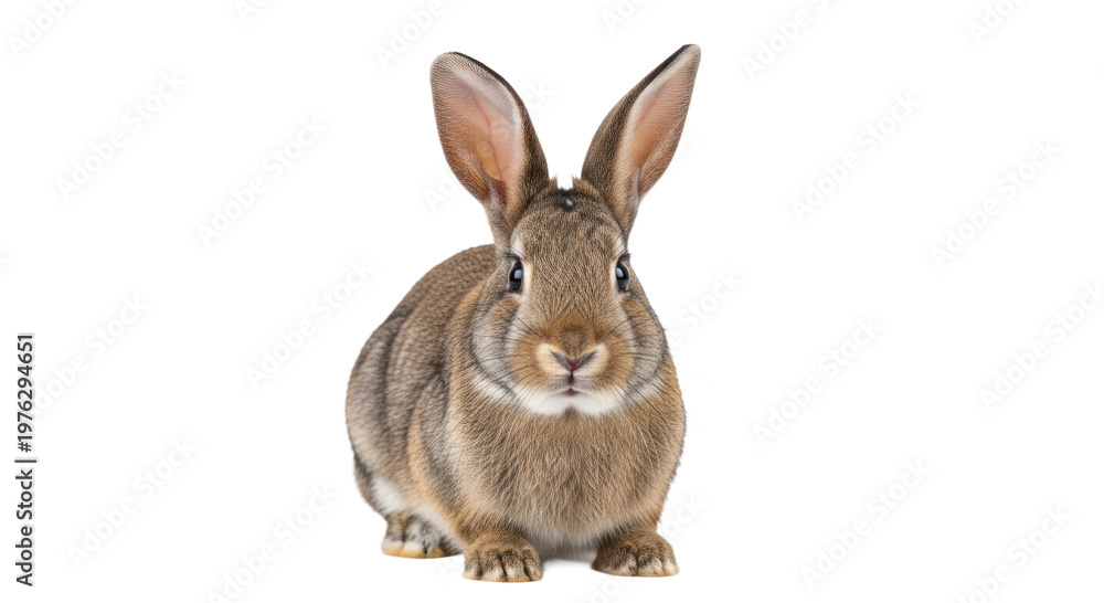 Obraz premium Adorable brown rabbit with long ears sitting and looking at the camera.