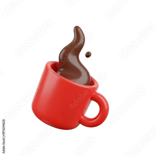 Red mug with hot chocolate a delightful and inviting beverage.