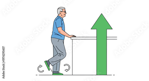 Elderly man performing leg exercise isolated on white background