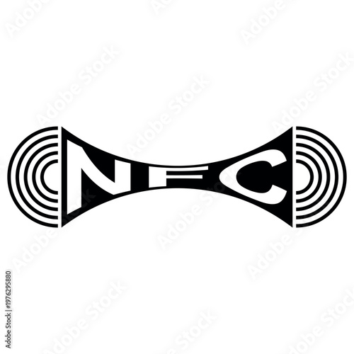 NFC wireless communication logo icon for contactless data transfer