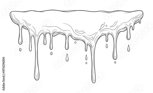 Dripping liquid outline with droplets falling