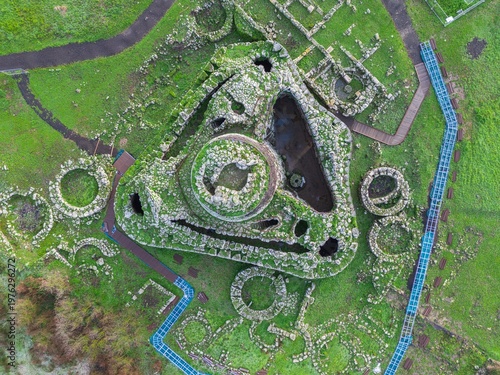 Aerial view of Nuraghe Santu Antine in Torralba. Sardinia, Italy