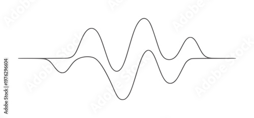 Two dark gray wavy lines a white abstract curve