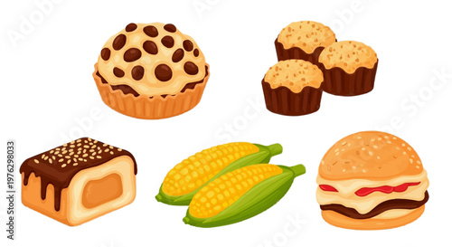 A selection of traditional Brazilian snacks and corn